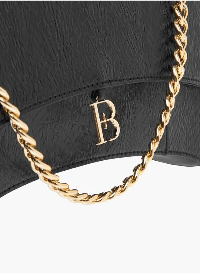 Flora Bella By Shoexpress Womens Textured Shoulder Bag With Chain Strap And Button Closure