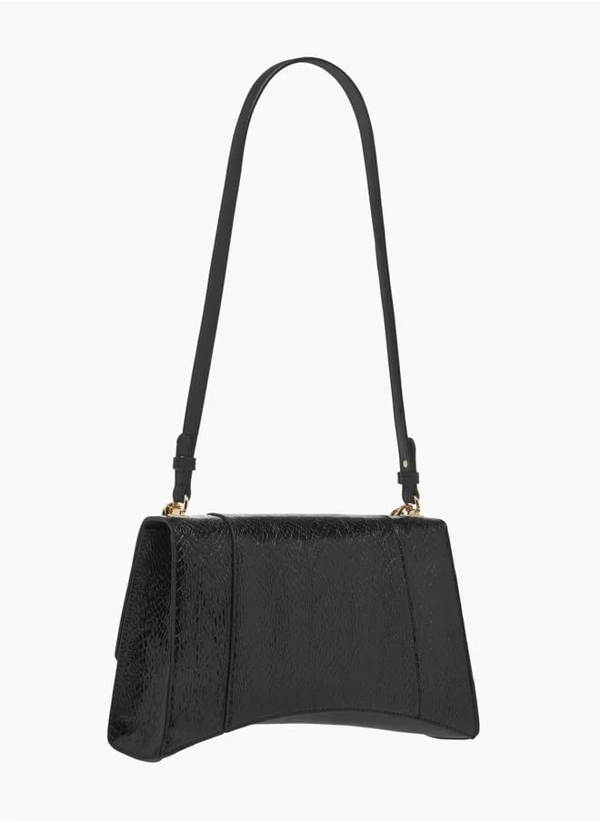 Flora Bella By Shoexpress Womens Textured Shoulder Bag With Chain Strap And Button Closure