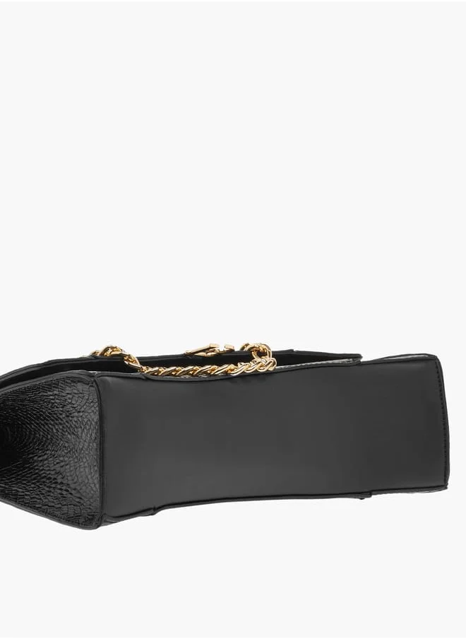 Flora Bella By Shoexpress Womens Textured Shoulder Bag With Chain Strap And Button Closure