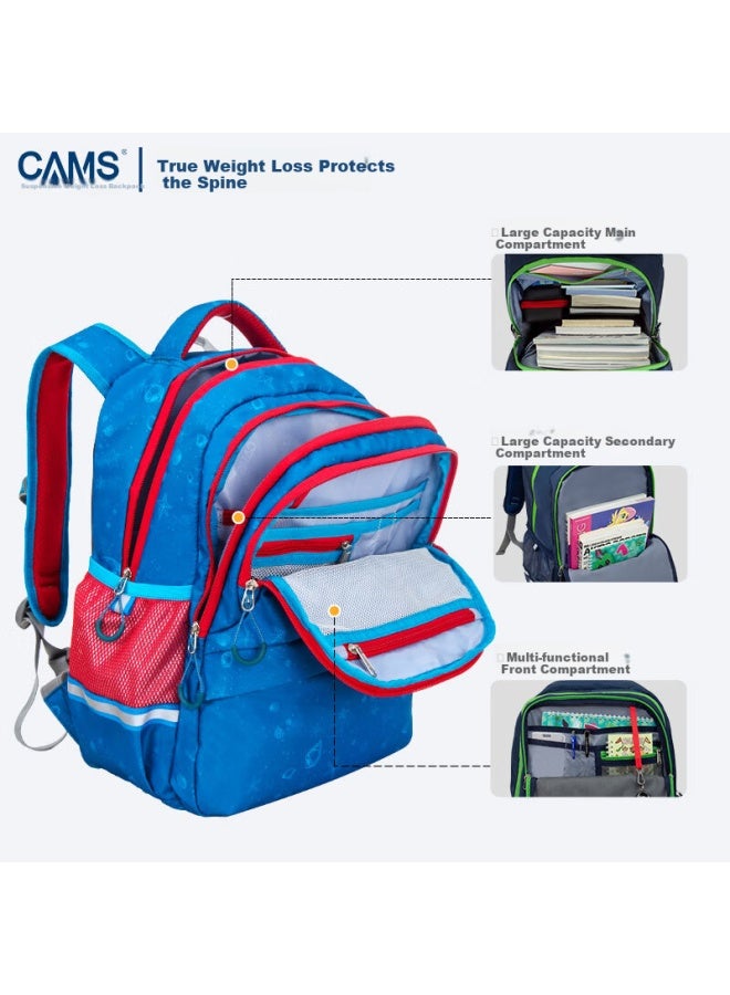 Cams Floating Weight Reduction School Bag For Grade 1-4, Lightweight Double Shoulder Bag For Reducing Burden And Protecting Spine, Ocean Amber Blue S02911s - Image 1