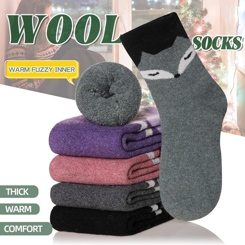Velice Wool Socks for Women Merino Wool Boot Hiking Thick Thermal Warm Winter Crew Cushion Cozy Work Socks 5 Pairs - Image 5