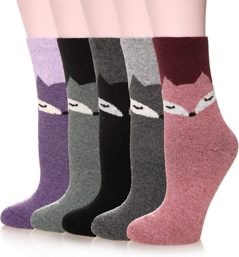 Velice Wool Socks for Women Merino Wool Boot Hiking Thick Thermal Warm Winter Crew Cushion Cozy Work Socks 5 Pairs - Image 1