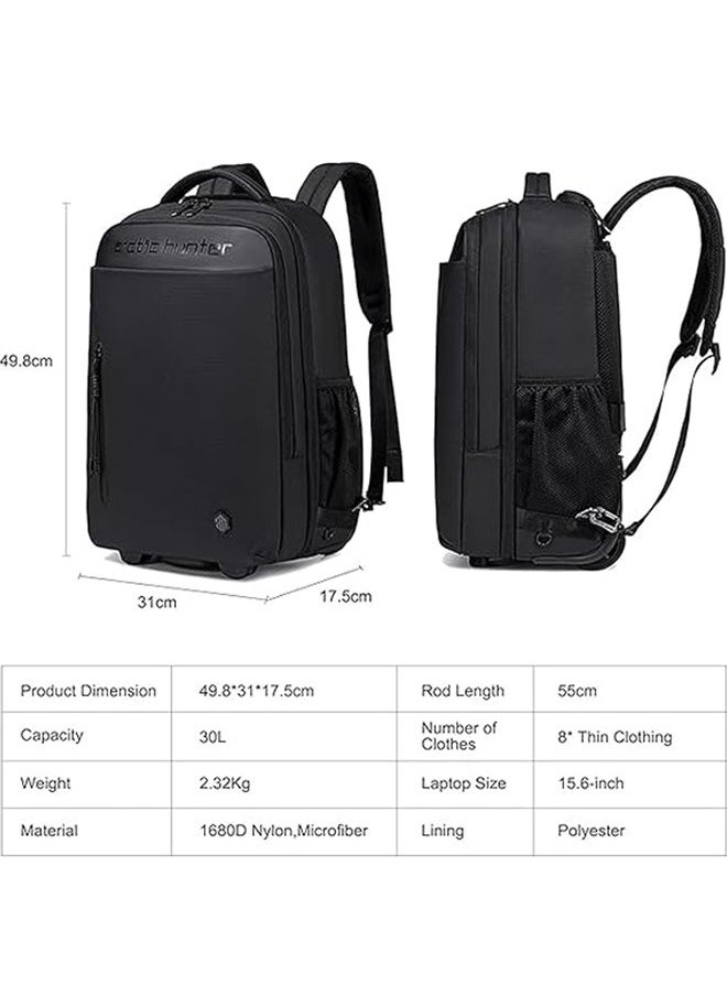 ARCTIC HUNTER Durable Professional Rolling Backpack, Light Weight Water Resistant 19 Inch Backpack Trolley with 360° Degree Opening for Office Travel Business School, LG00657-1  - Image 4