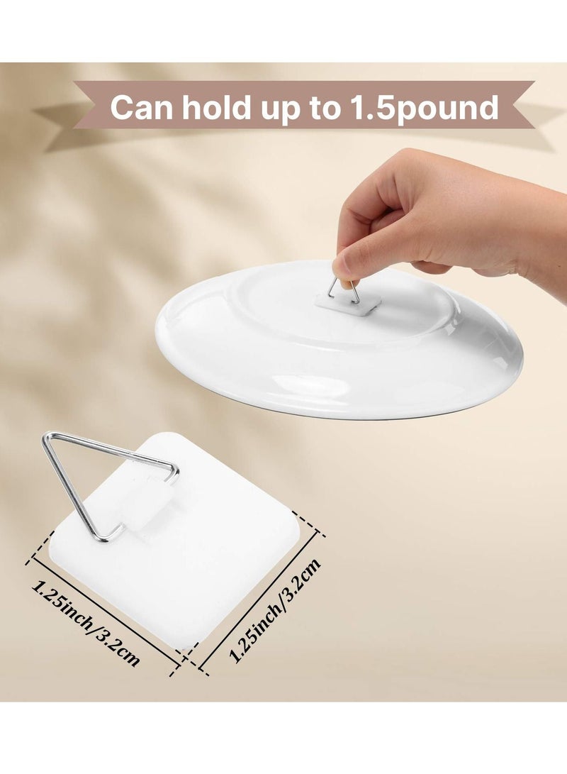 KASTWAVE Invisible Adhesive Plate Hanger Plastic Adhesive Picture Hangers Without Nails Adhesive Vertical Plate Holders Sticky Hangers for Plate Photo Picture Frame Wall Art Decoration (40 Pieces,1.25 Inch) - Image 2