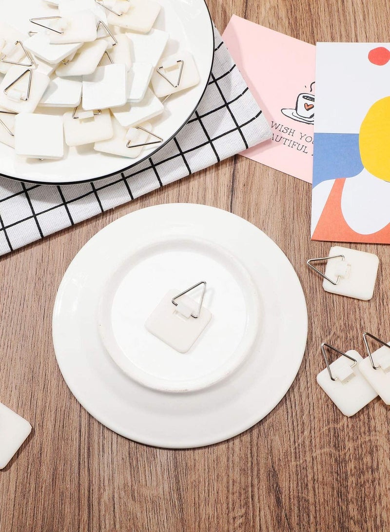 KASTWAVE Invisible Adhesive Plate Hanger Plastic Adhesive Picture Hangers Without Nails Adhesive Vertical Plate Holders Sticky Hangers for Plate Photo Picture Frame Wall Art Decoration (40 Pieces,1.25 Inch) - Image 4