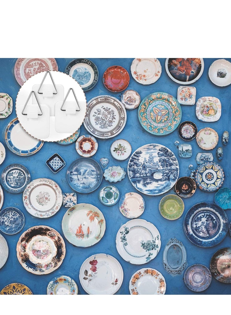 KASTWAVE Invisible Adhesive Plate Hanger Plastic Adhesive Picture Hangers Without Nails Adhesive Vertical Plate Holders Sticky Hangers for Plate Photo Picture Frame Wall Art Decoration (40 Pieces,1.25 Inch) - Image 5