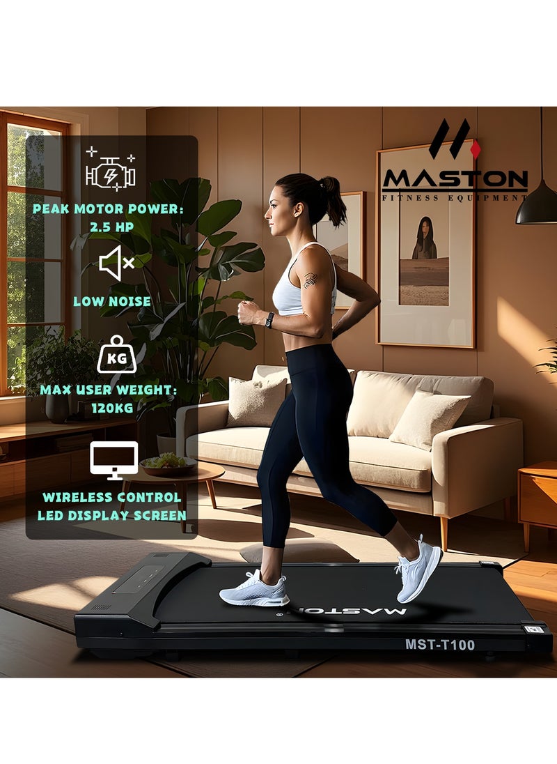 Maston - Mst-T100 2.5Hp Walking Pad Under Desk Treadmill With Led Display & Remote Control, Portable Treadmills Motorized Running Machine For Home Office Use, 1-6Km/H 120Kg Capacity - Image 1