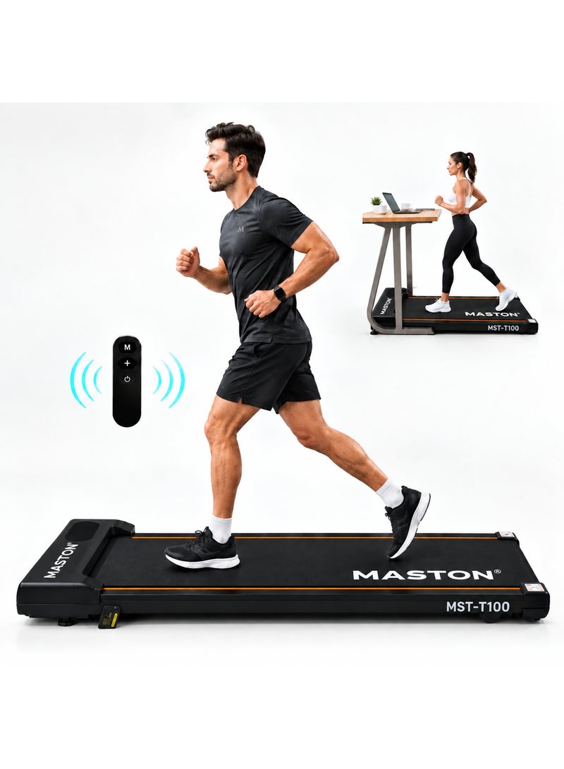 MASTON MST-T100 Walking Pad Treadmill 2.5HP (3.0HP Peak) Under Desk Treadmill for Home & Office | Ultra Slim Compact Portable Mini Treadmill with Manual Incline, LED Display, Remote Control & Shock Absorption | Max Weight 110KG | - Image 1