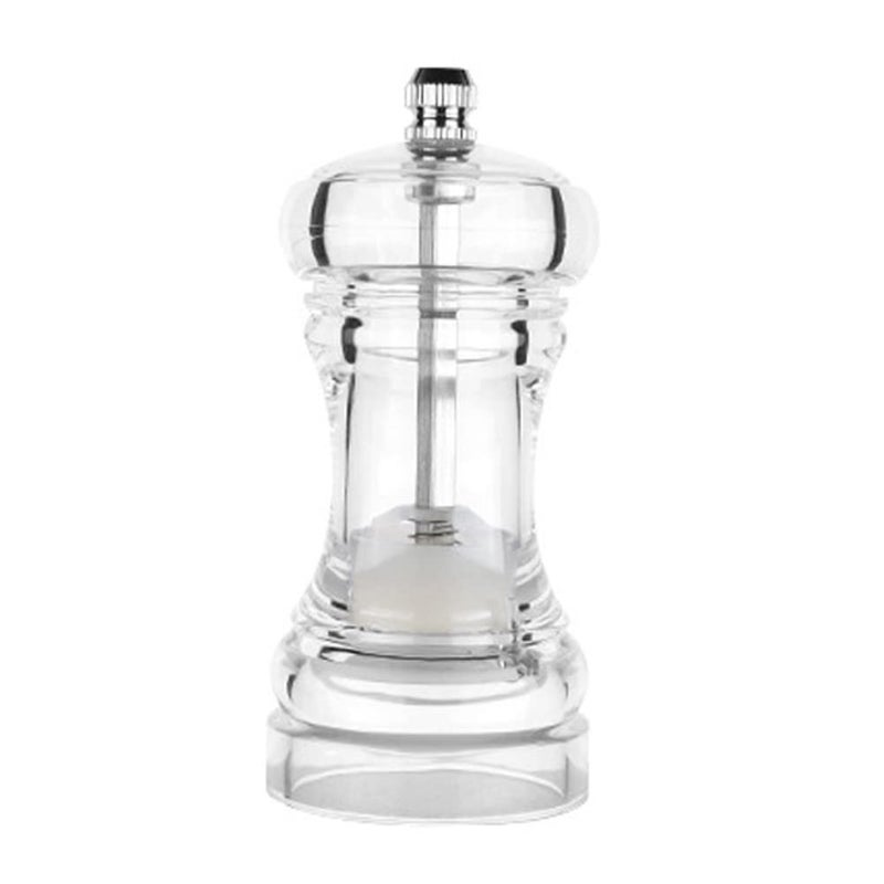 Teensery Clear Acrylic Pepper Grinder 4 Inch Refillable Salt Pepper Mill Shaker Kitchen Supplies for Sea Salt Peppercorn 1 Piece