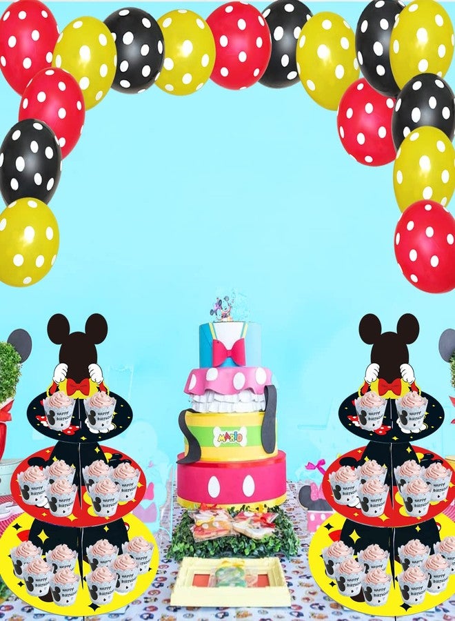 OULUN Large 3-Tier Mickey Minnie Cupcake Stand 12Inch Cardboard Cupcake Tray for Wedding Birthday Baby Shower Mickey Minnie Birthday Party Supplies - Image 3