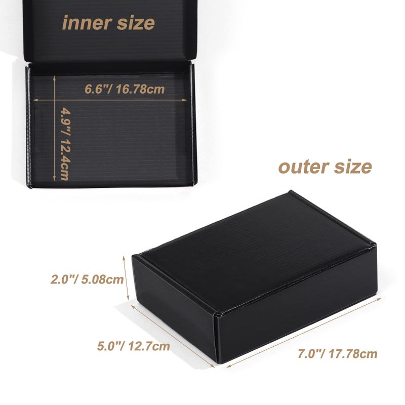 ZBEIVAN 7x5x2 Black Small Shipping Boxes, 20 Packs Corrugated Cardboard Mailer Boxes for Packaging Small Business Mailing Gifts Wrap Boxes with Lids - Image 2