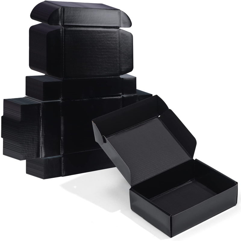 ZBEIVAN 7x5x2 Black Small Shipping Boxes, 20 Packs Corrugated Cardboard Mailer Boxes for Packaging Small Business Mailing Gifts Wrap Boxes with Lids - Image 1