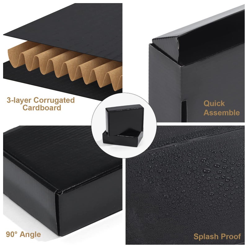 ZBEIVAN 7x5x2 Black Small Shipping Boxes, 20 Packs Corrugated Cardboard Mailer Boxes for Packaging Small Business Mailing Gifts Wrap Boxes with Lids - Image 3