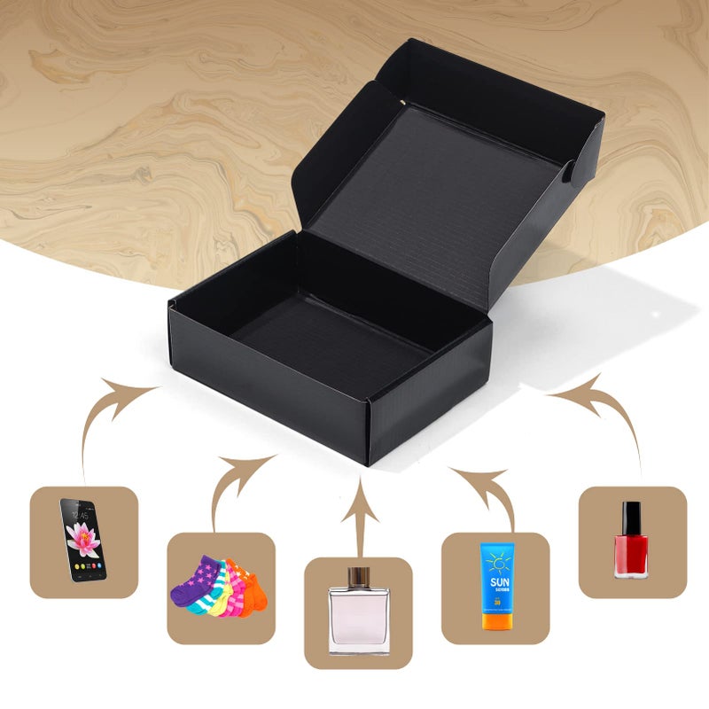 ZBEIVAN 7x5x2 Black Small Shipping Boxes, 20 Packs Corrugated Cardboard Mailer Boxes for Packaging Small Business Mailing Gifts Wrap Boxes with Lids - Image 5