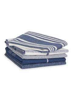 DII Assorted Woven Dishtowel Collection Classic Oversized 20X28 Nautical Blue 5 Piece  - Image 4