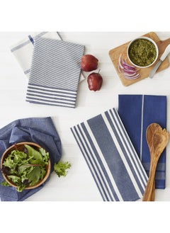 DII Assorted Woven Dishtowel Collection Classic Oversized 20X28 Nautical Blue 5 Piece  - Image 5