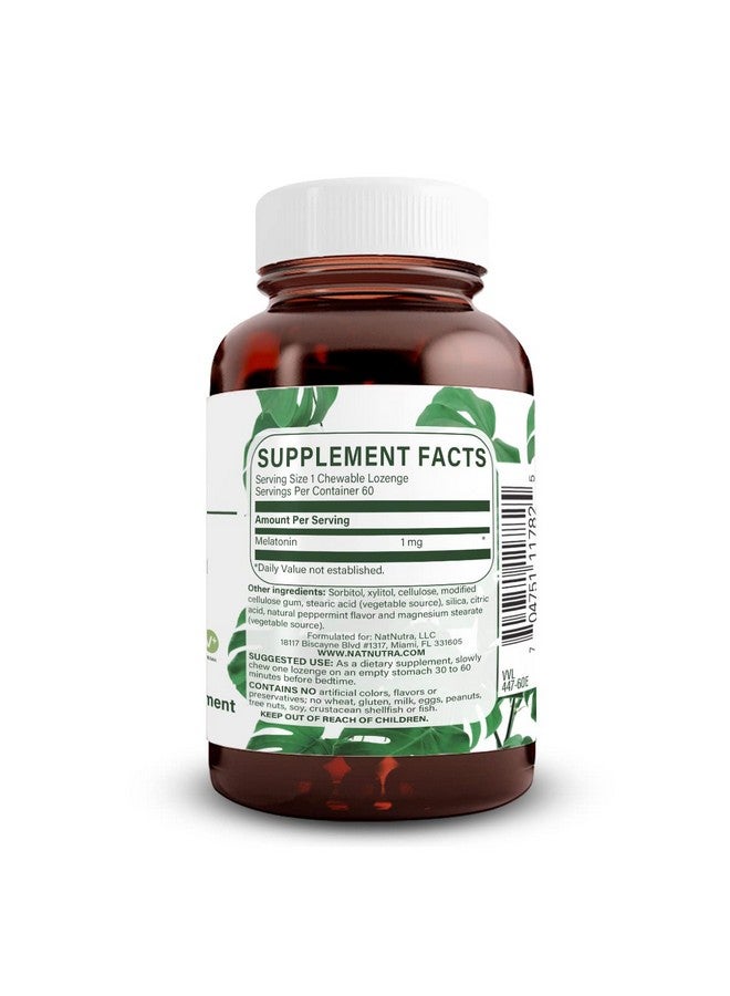 Natural Nutra أقراص ميلاتونين الطبيعية من ناتشورال نوترا للراحة والاسترخاء، مكمل للنوم، خالي من الغلوتين ونباتي، 1 ملغ، يعزز نومًا أكثر راحة، غير معدل وراثيًا، 60 قرص بنكهة النعناع - Image 2