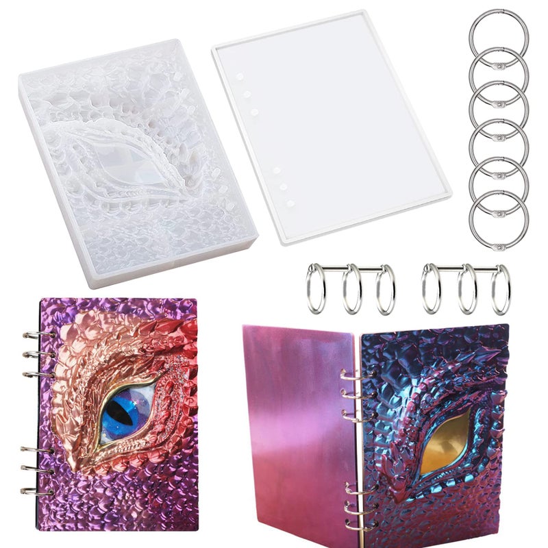 Yayatty Note Book Cover Resin Molds 2 Style A5 Note Book Cover Resin Notebook Molds Epoxy Resin Molds Silicone Casting with Book Rings for Notebook Epoxy Resin DIY