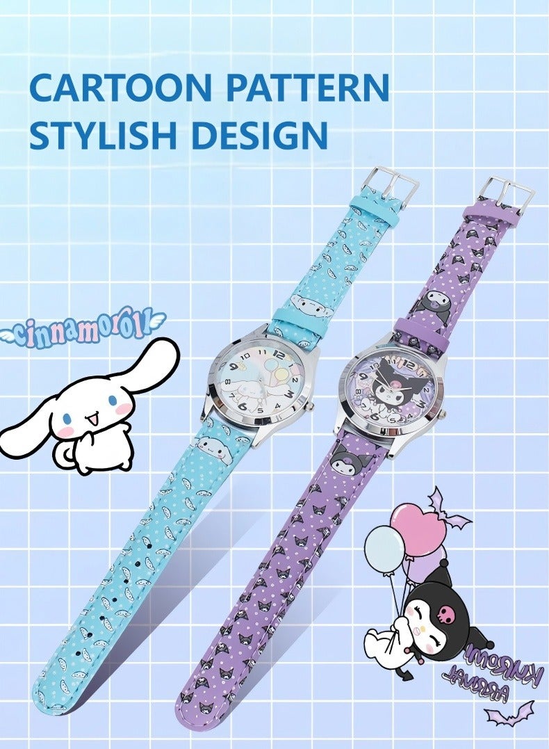 Changer 4Pcs Glowing Watches, Hello Kitty, Kuromi Cartoon Watch, Fashionable Night Light Watch For Male And Female Students - Image 2
