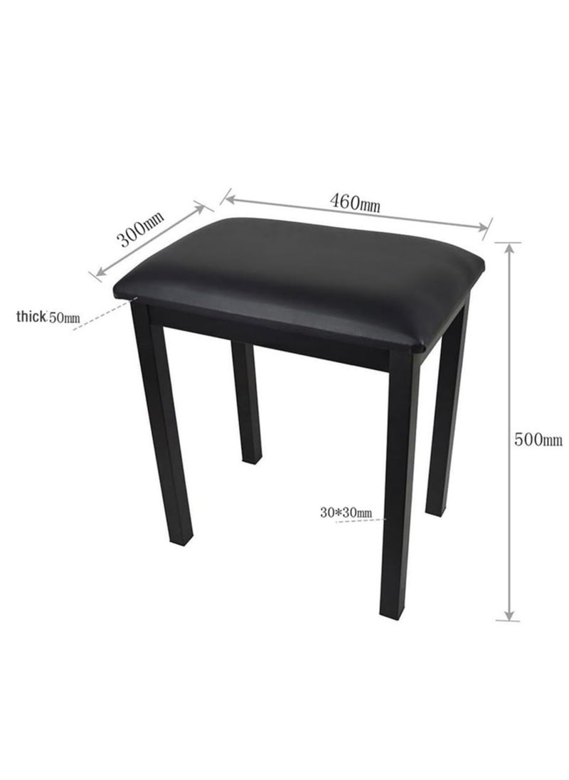 null - Single Piano Bench with Storage – 46 x 30 x 48 cm – Black Finish for Home and Studio Use - Image 1