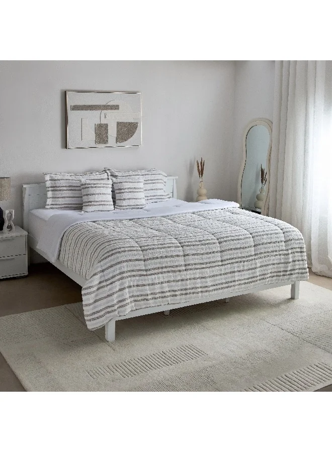 Home Box Mersin 6-Piece Velori Stripe Tufted BIAB King Comforter Set 240 x 220 cm