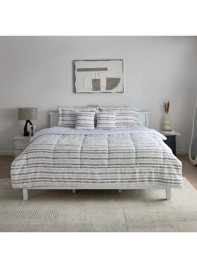 Home Box Mersin 6-Piece Velori Stripe Tufted BIAB King Comforter Set 240 x 220 cm