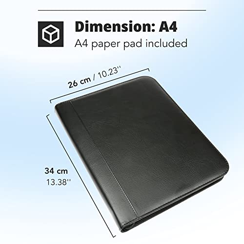 HST H&S Conference Folder - Zipped Portfolio Folder A4 - Faux Leather Folders for Documents with Ring Binder - A4 Organiser Folders - Work or Business Document Holder Padfolio Case - Image 4