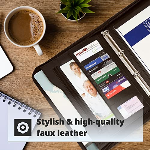 HST H&S Conference Folder - Zipped Portfolio Folder A4 - Faux Leather Folders for Documents with Ring Binder - A4 Organiser Folders - Work or Business Document Holder Padfolio Case - Image 2