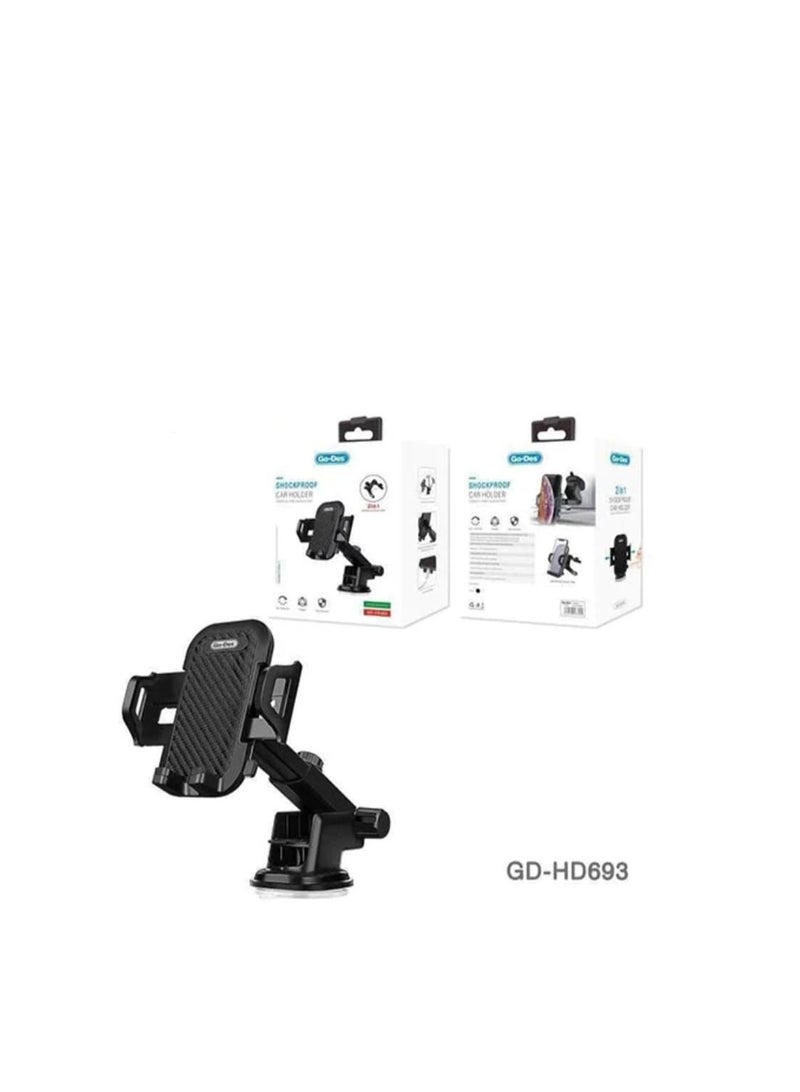 جو-ديز GD-HD693 حامل  الهاتف المحمول 2فى 1 للسيارة قابل للدوران 360 درجة أسود - Image 2