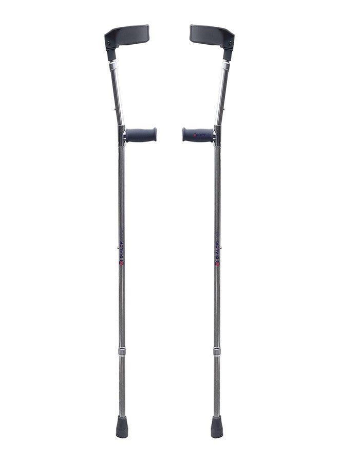 DIALDRCARE Forearm Folding Adjustable Walking Stick for Walking,Rubber Handles,Comfortable,Non-Slip Crutches for Adults (O-SHAPE CRUTCH, 2), Silver - Image 1