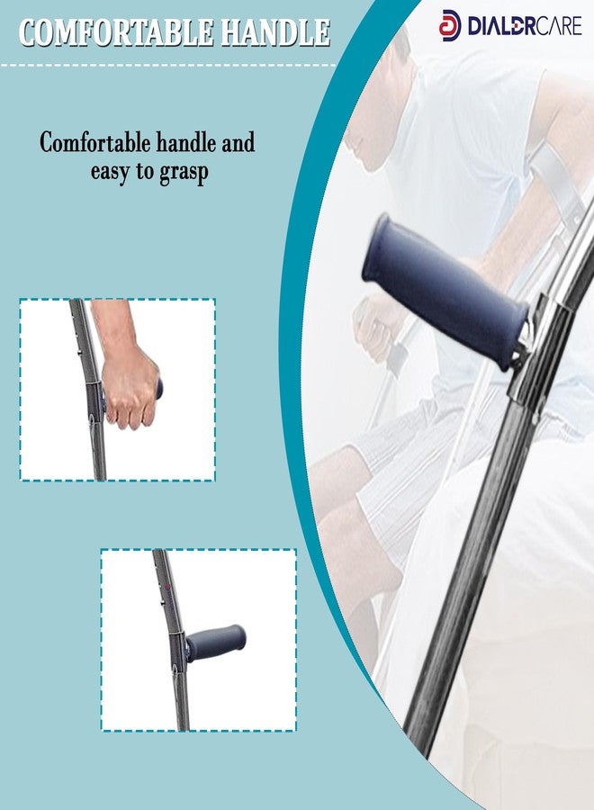 DIALDRCARE Forearm Folding Adjustable Walking Stick for Walking,Rubber Handles,Comfortable,Non-Slip Crutches for Adults (O-SHAPE CRUTCH, 2), Silver - Image 5
