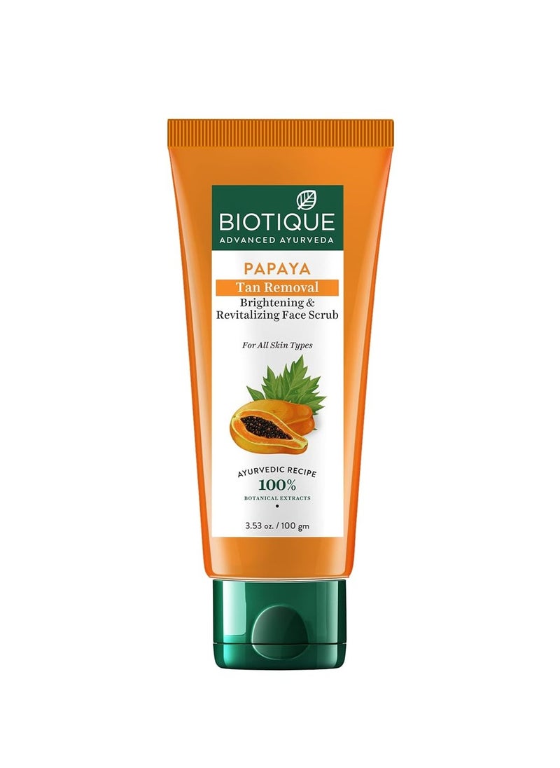 Biotique Biotique Papaya Tan Removal Brightening & Revitalizing Face Scrub | Gentle Exfoliation | Smooth and Clear Complexation | 100% Botanical Extracts| Suitable for All Skin Types | 100g  - Image 1