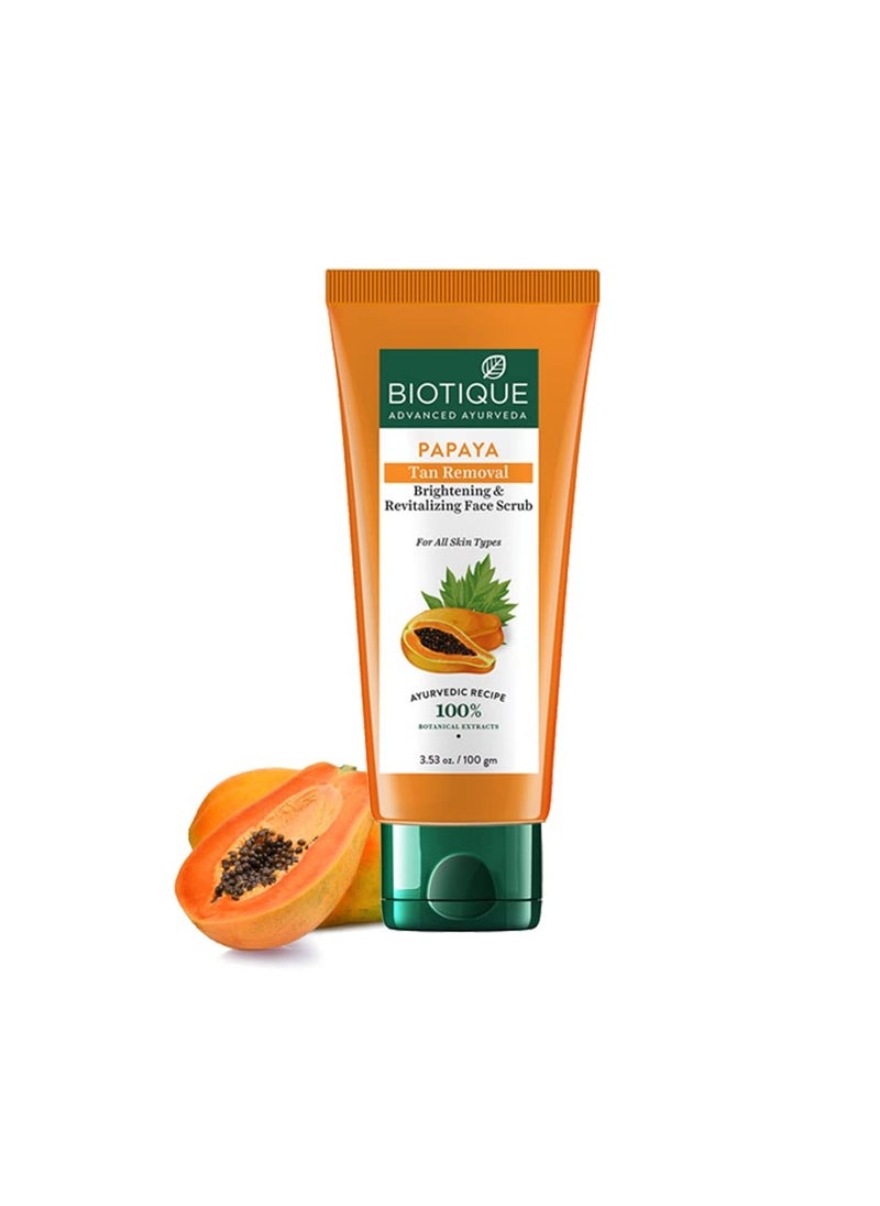 Biotique Biotique Papaya Tan Removal Brightening & Revitalizing Face Scrub | Gentle Exfoliation | Smooth and Clear Complexation | 100% Botanical Extracts| Suitable for All Skin Types | 100g  - Image 2
