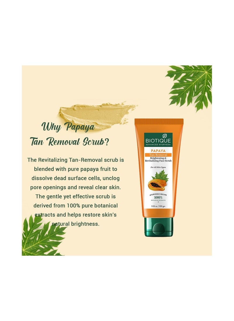 Biotique Biotique Papaya Tan Removal Brightening & Revitalizing Face Scrub | Gentle Exfoliation | Smooth and Clear Complexation | 100% Botanical Extracts| Suitable for All Skin Types | 100g  - Image 4