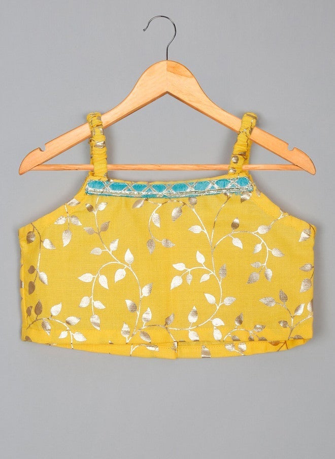 Saka Designs Yellow Printed Lehenga Set for Girls - Image 4