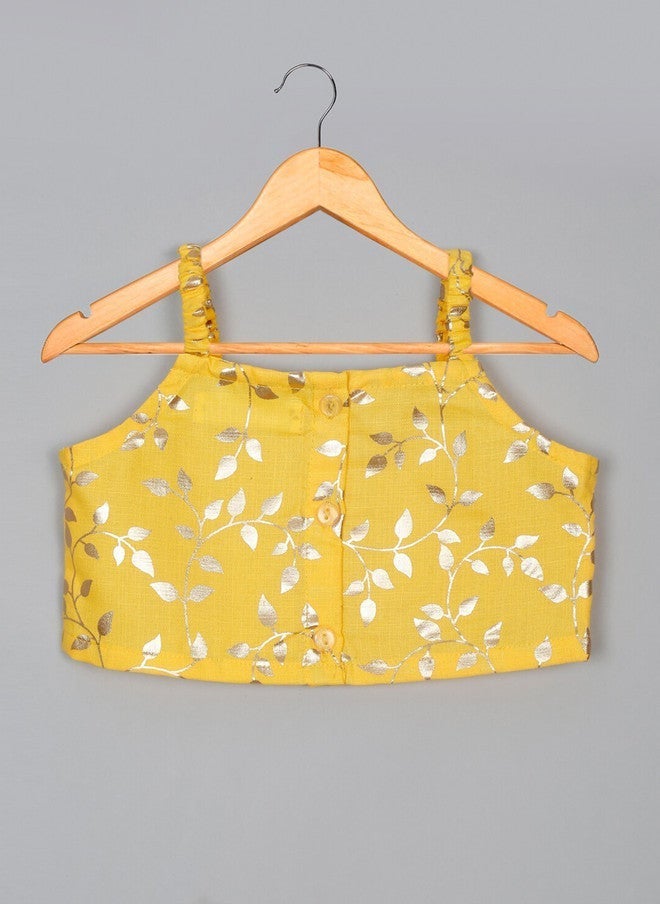 Saka Designs Yellow Printed Lehenga Set for Girls - Image 3