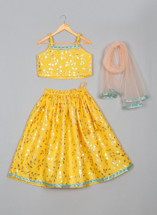 Saka Designs Yellow Printed Lehenga Set for Girls - Image 2