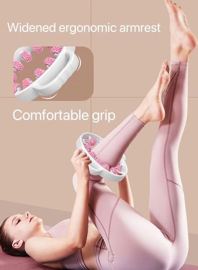 بكومور رول تنحيف الخصر والفخذين بـ 12 عجلة، فوم رولر لتدليك الدهون والعضلات، مدلك الفخذين وربلة الساق والذراعين، أداة تدليك عميق للأنسجة، مزيل السيلوليت ومناسب لليوغا واللياقة البدنية للنساء - Image 3