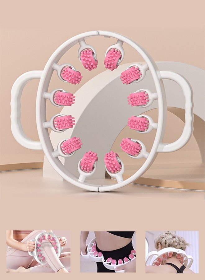 بكومور رول تنحيف الخصر والفخذين بـ 12 عجلة، فوم رولر لتدليك الدهون والعضلات، مدلك الفخذين وربلة الساق والذراعين، أداة تدليك عميق للأنسجة، مزيل السيلوليت ومناسب لليوغا واللياقة البدنية للنساء - Image 1