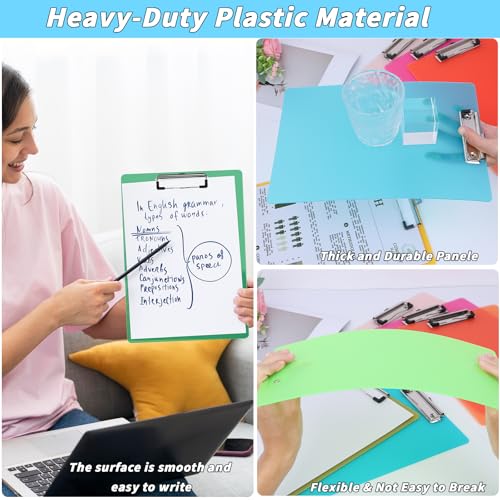 UZLU 40 Pcs Plastic Clipboards Bulk 20 Assorted Colors 12.5 x 9 In Clear Colored Clip Board Standard A4 Letter Size Low Profile Clipboard Portable for Classroom Office Supplies Students Back to School - Image 4