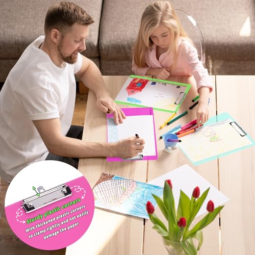 UZLU 40 Pcs Plastic Clipboards Bulk 20 Assorted Colors 12.5 x 9 In Clear Colored Clip Board Standard A4 Letter Size Low Profile Clipboard Portable for Classroom Office Supplies Students Back to School - Image 5