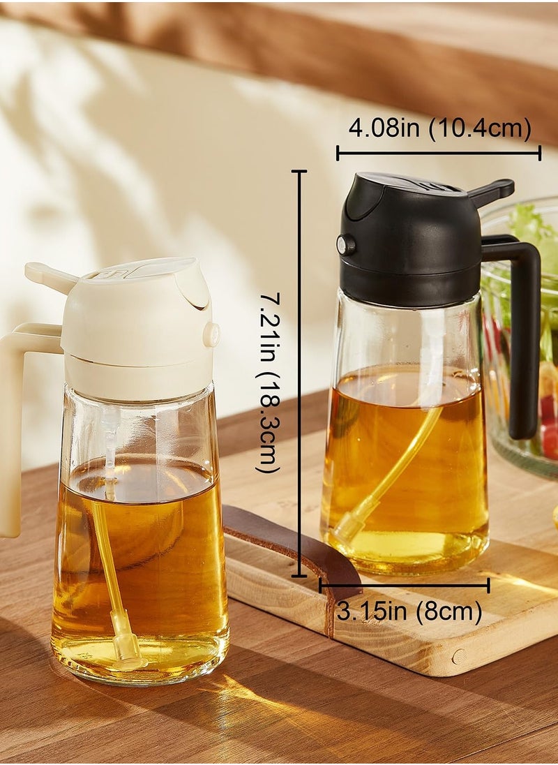 Raxoom 16oz Olive Oil Dispenser Bottle for Kitchen - 2 in 1 Oil Dispenser and Oil Sprayer for Cooking, Air Fryer, Salad, BPA-Free 470ml Olive Oil Sprayer White  - Image 2