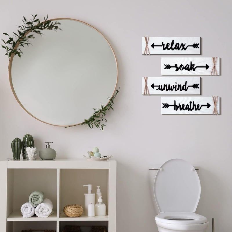BPA 4 Pieces Bathroom Wall Art Signs - Soak, Relax, Unwind, Breathe - Image 5