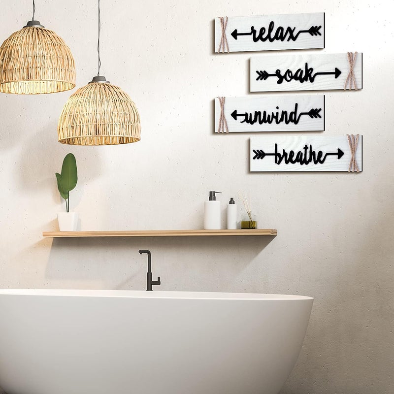 BPA 4 Pieces Bathroom Wall Art Signs - Soak, Relax, Unwind, Breathe - Image 2