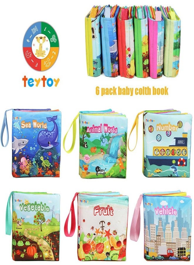 teytoy My First Soft Book,Nontoxic Fabric Baby Cloth Books Early Education Toys Activity Crinkle Cloth Book for Toddler, Infants and Kids Perfect for Baby Shower -Pack of 6 - Image 2