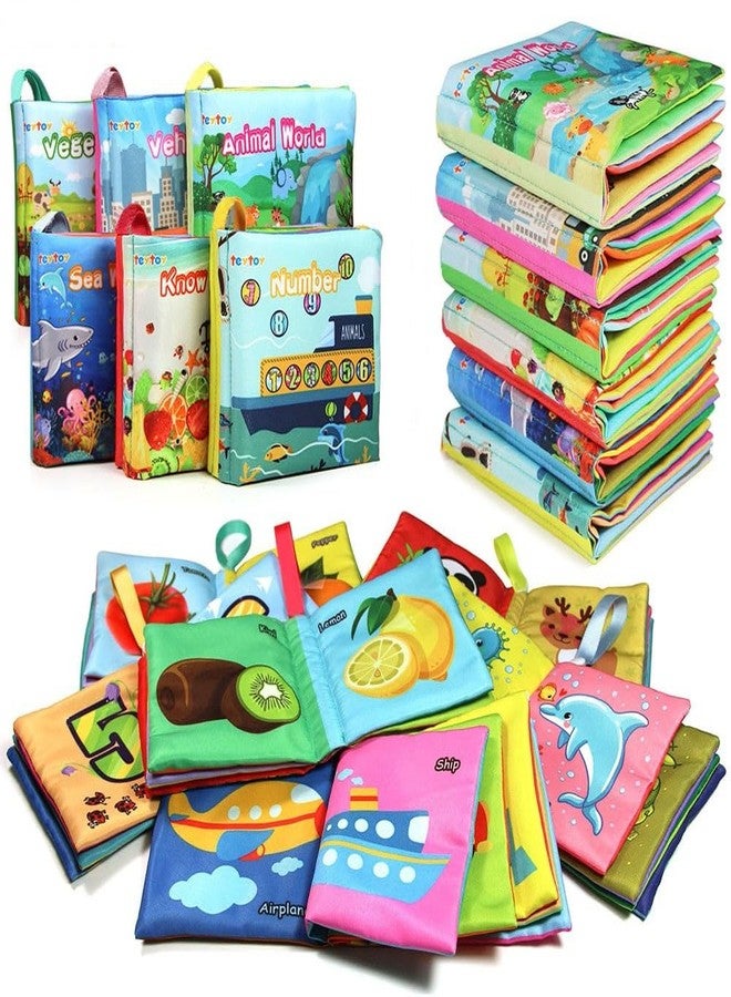 teytoy My First Soft Book,Nontoxic Fabric Baby Cloth Books Early Education Toys Activity Crinkle Cloth Book for Toddler, Infants and Kids Perfect for Baby Shower -Pack of 6 - Image 1
