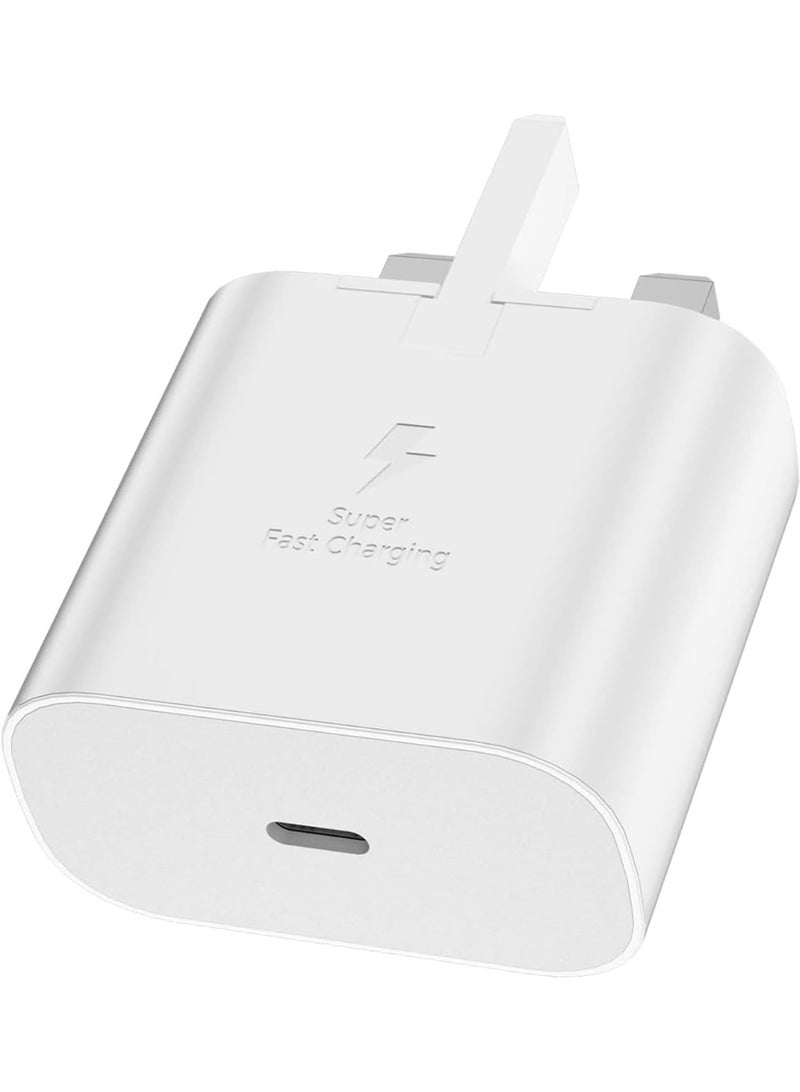 FLOWING شاحن سريع جداً 45 واط USB C - متوافق مع S24 S23 S22 S21 S20 Ultra، S24+ S23+ S22+ S21+، A53، A15، A 55، A54 - محول طاقة نوع C (أبيض) - Image 1