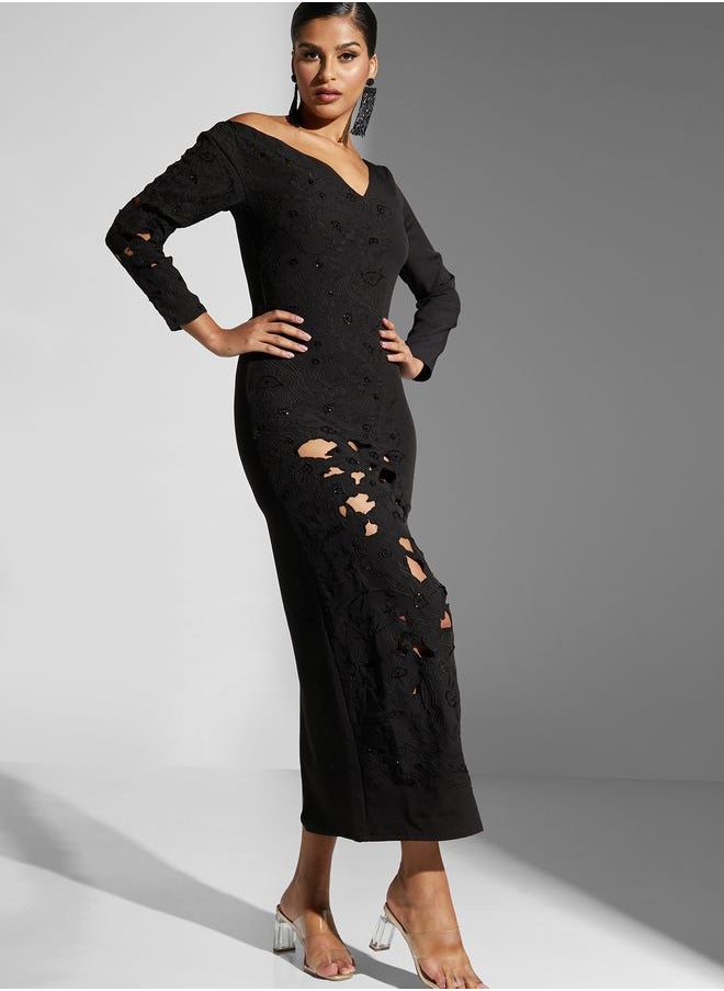 Threadz by Ajooni Bardot Knitted Dress  - Image 1