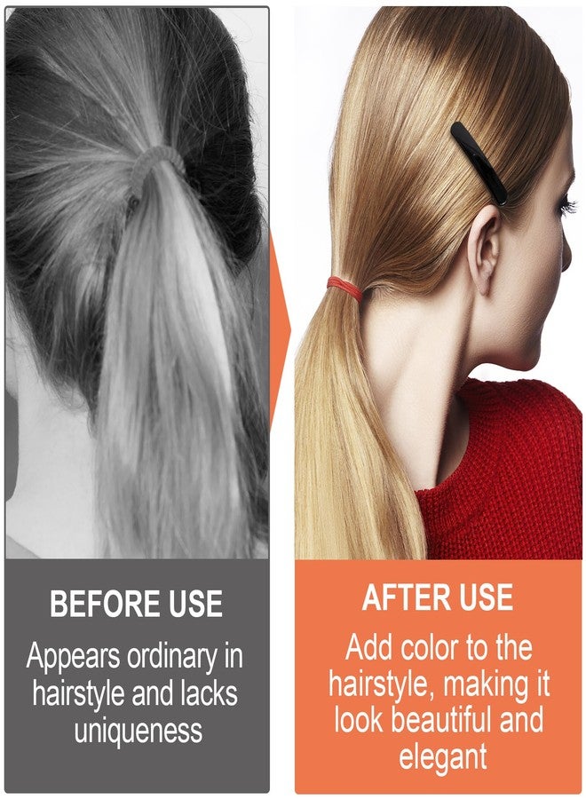 Winsyison 4pcs French Barrettes for Women, Non-Slip Head Oval Hair Clips, Curved Glossy Hairpins Styling Tool for Long Short Straight Curly Wave Hair- Black - Image 4