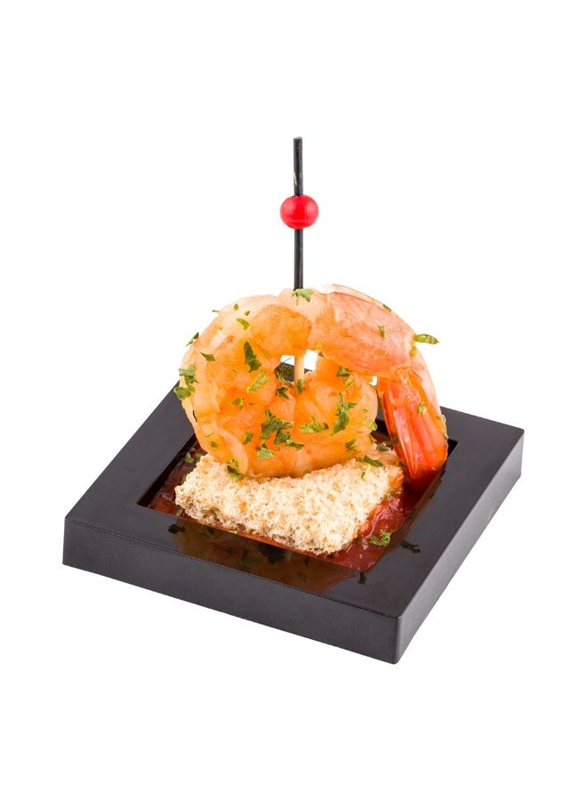 Restaurantware 2.5 x 2.5 Inch Dessert Plates, 20 Disposable Appetizer Plates - For Cold Foods, Black Plastic Mini Serving Plates, Serve Appetizers Or Desserts, For Buffet Or Catered Events  - Image 2